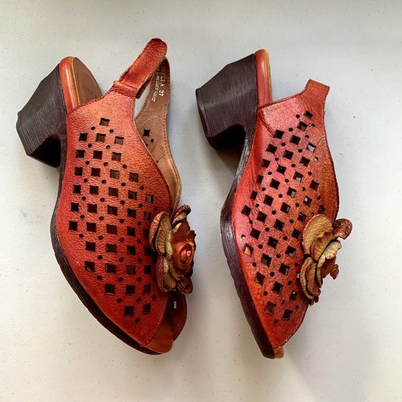 Brand new L'Artiste open toe genuine leather heel slingbacks US size 7 EUR 37 - Picture 6 of 8